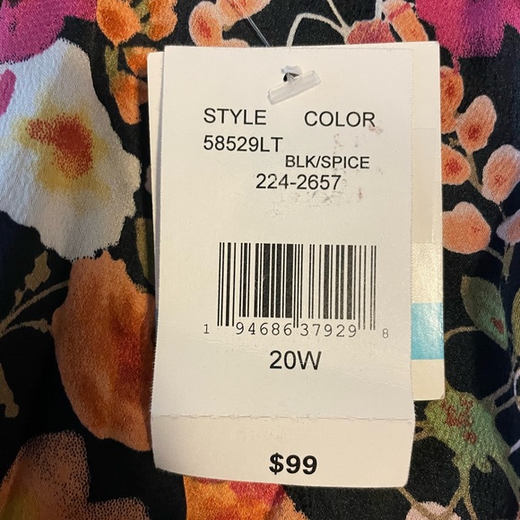 Black Floral Printed Mini Dress Size 20W NWT - Picture 6 of 11